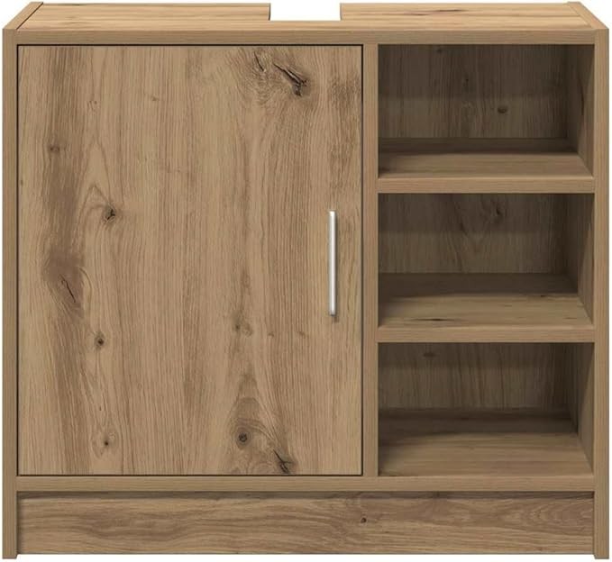 Rustic Oak Bathroom Sink Cabinet 63x29x55cm – Wooden Vanity Unit