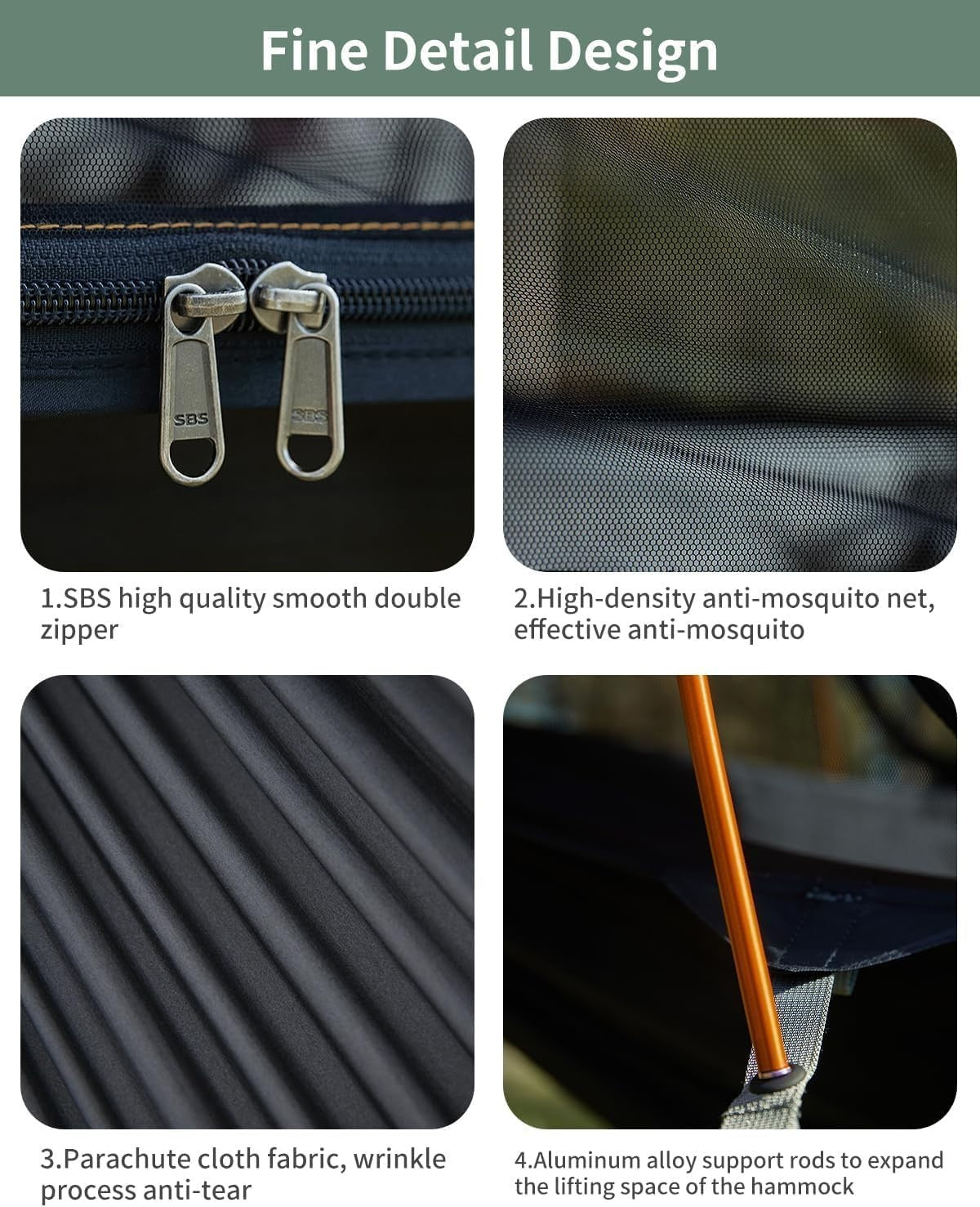 Extra Large Camping Hammock Tent 290x140cm w/ Mosquito Net & Sunshade – 2 Person