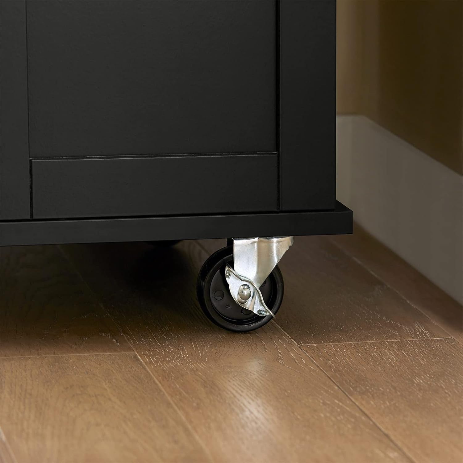 Mobile Kitchen Island Cart with Stainless Steel Top, Storage Drawer & Cabinet