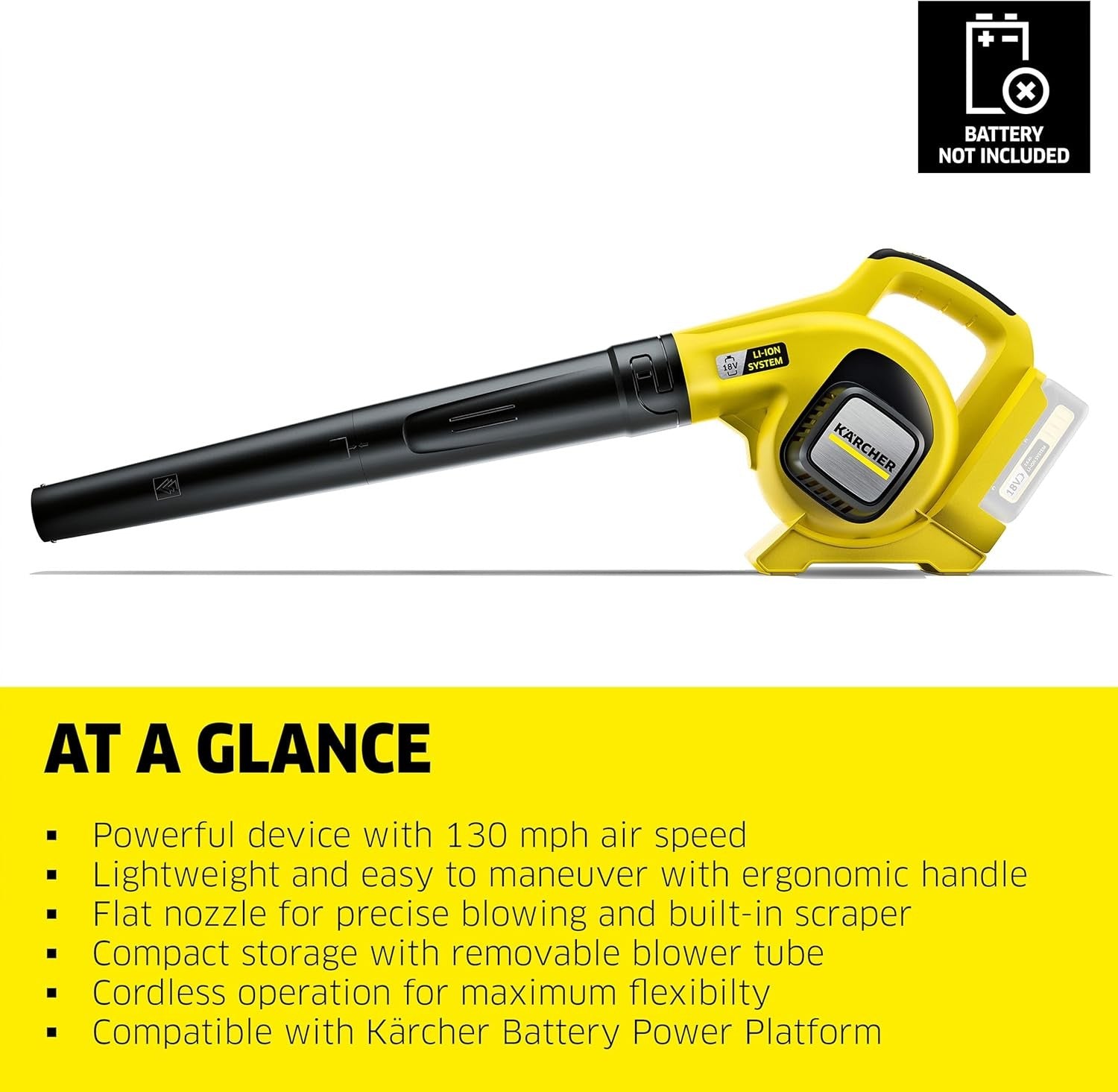 Cordless Leaf Blower 18V Lightweight Handheld Garden Patio Cleaner