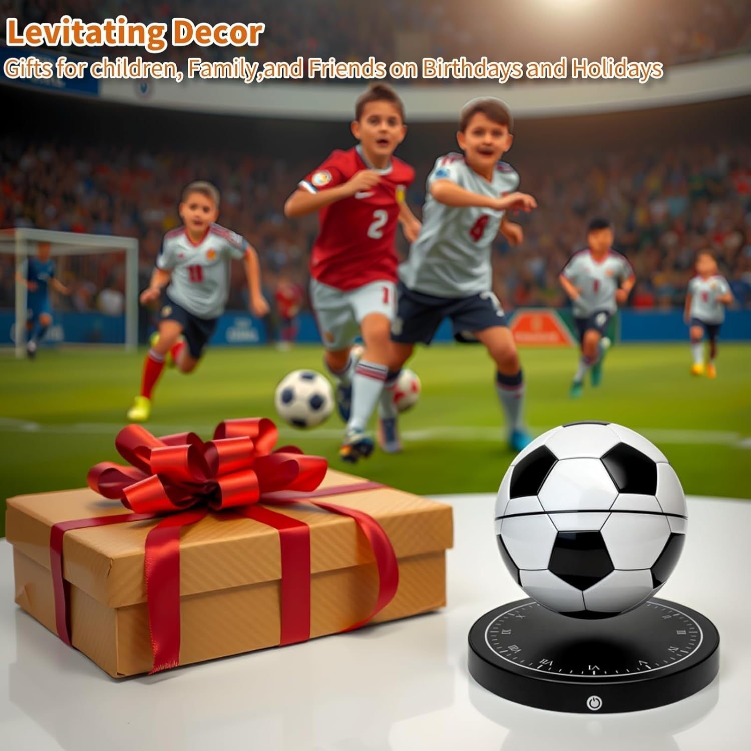 Magnetic Levitating Soccer Ball Lamp White LED Floating Desk Night Light
