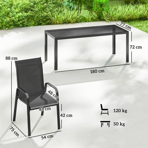 8 Seater Garden Dining Set Outdoor Patio Table with Stackable Chairs