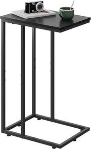 Space-Saving C-Shaped Side Table with 2 Tiers, Durable Steel Frame, Black