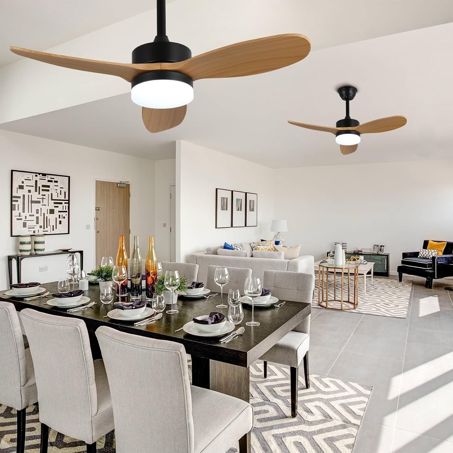36" Dimmable Farmhouse Ceiling Fan with Light, Remote, DC Motor