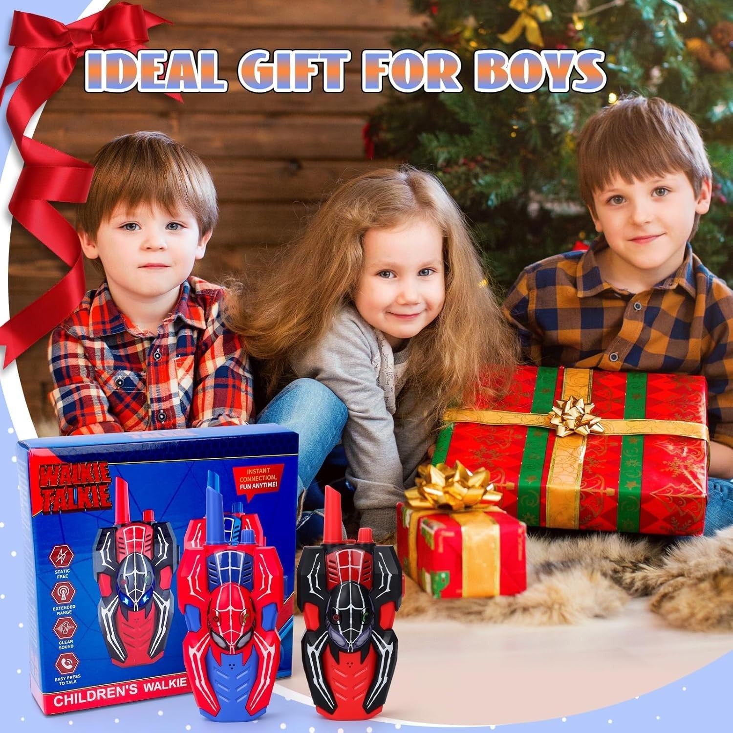 Kids Spider Walkie Talkies 2 Pack 8 Channel 300M Range Outdoor Toy