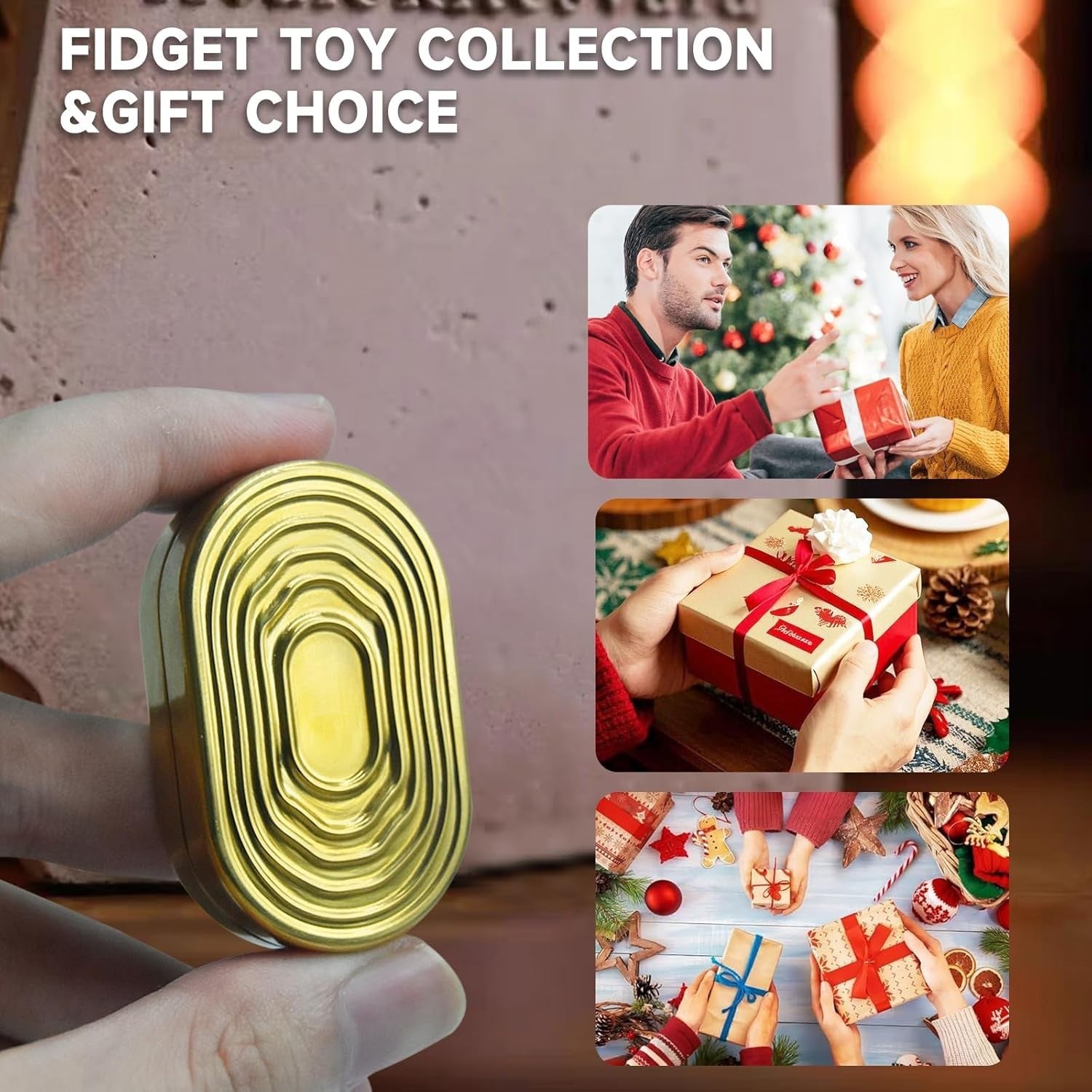 Golden Stainless Steel Ripple Fidget Slider Mechanical EDC Stress Relief