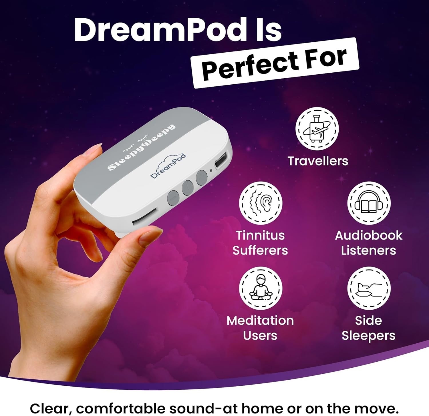 Under Pillow Sleep Speaker Bluetooth Bone Conduction Thin Side Sleeper