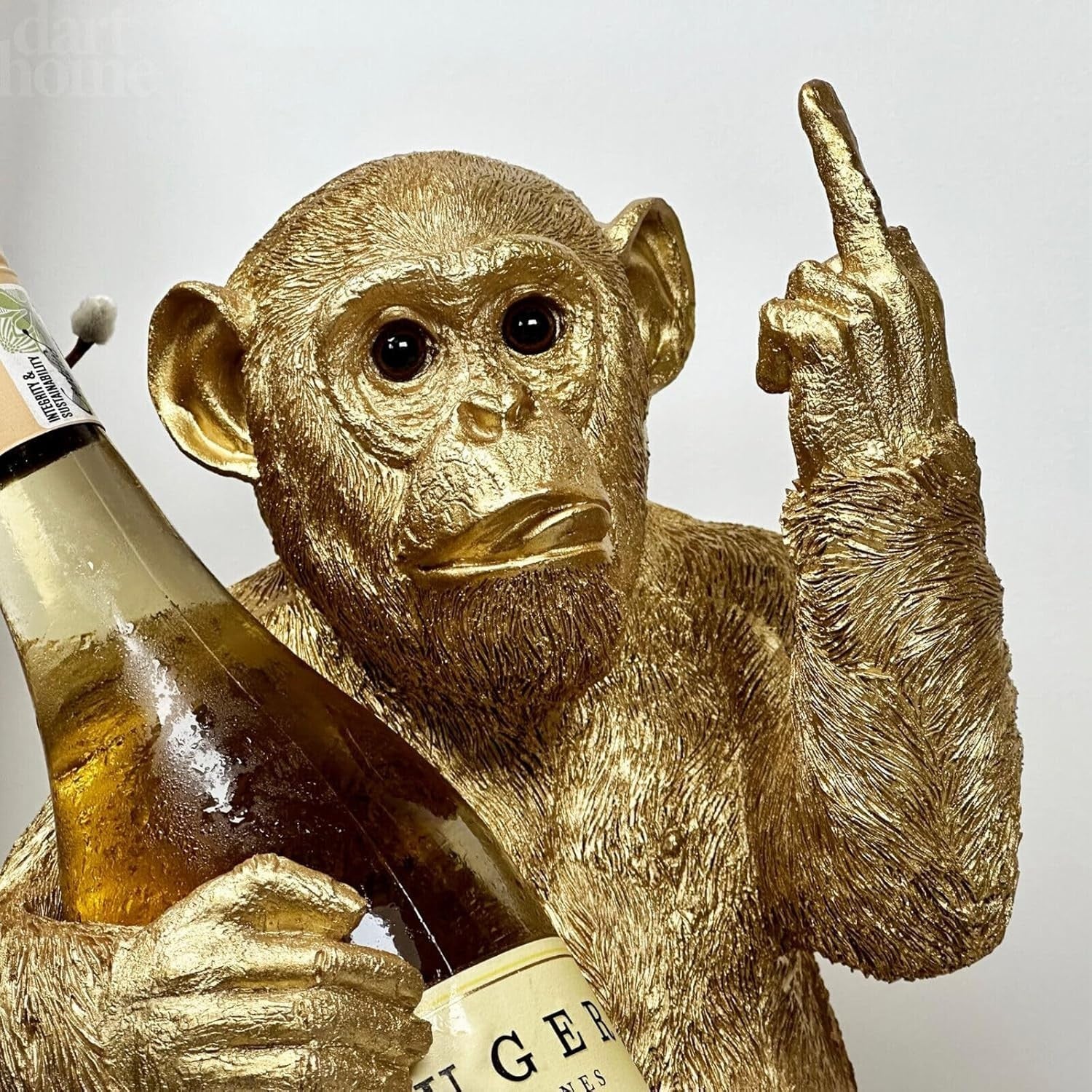 Gold Monkey Wine Bottle Holder Resin Bar Ornament Novelty Drinks Display 28cm