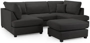 4PC U Shape Sofa with Footstool – Black Lenin Sectional – 5/6 Seater Modular
