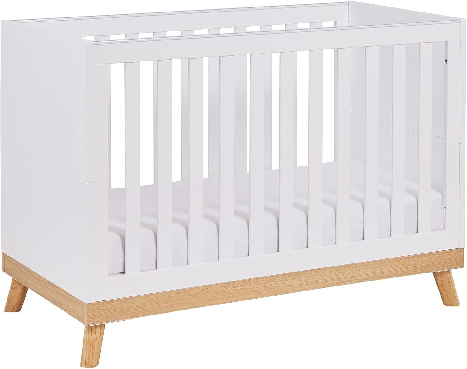 Convertible White Baby Cot Bed 3 Height Adjustable Toddler Bed 125x66x89 cm