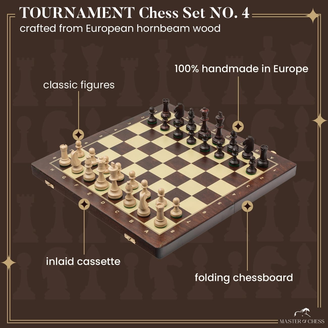 41cm Wooden Chess Set | Large Portable Tournament Board & Staunton Pieces