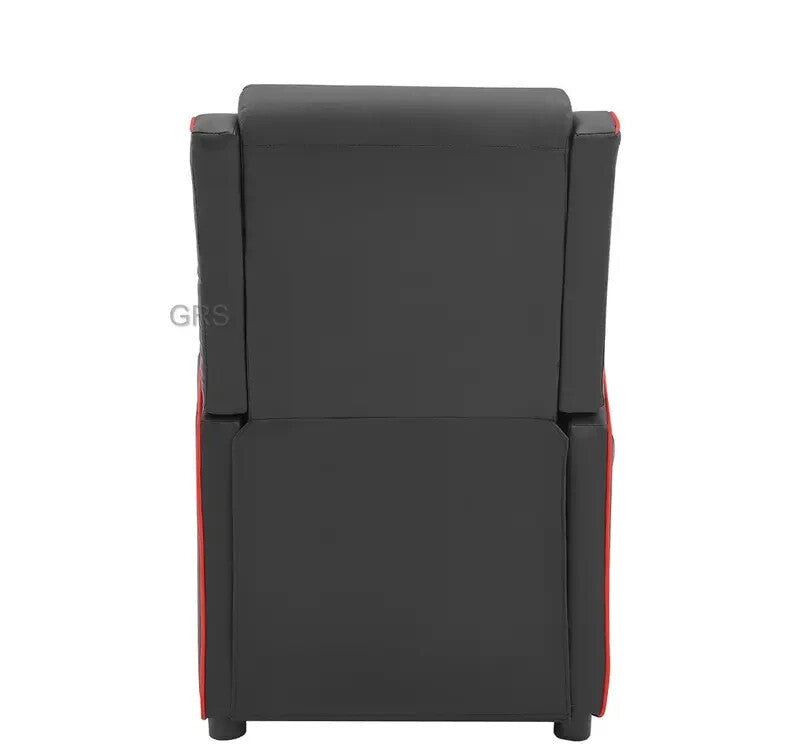 Black/Red Gaming Recliner Chair Faux Leather Manual Sofa with Footrest & Storage