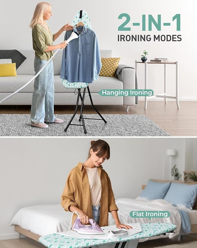 2 in 1 Ironing Board Steaming Board Foldable Compact Non Slip Steel