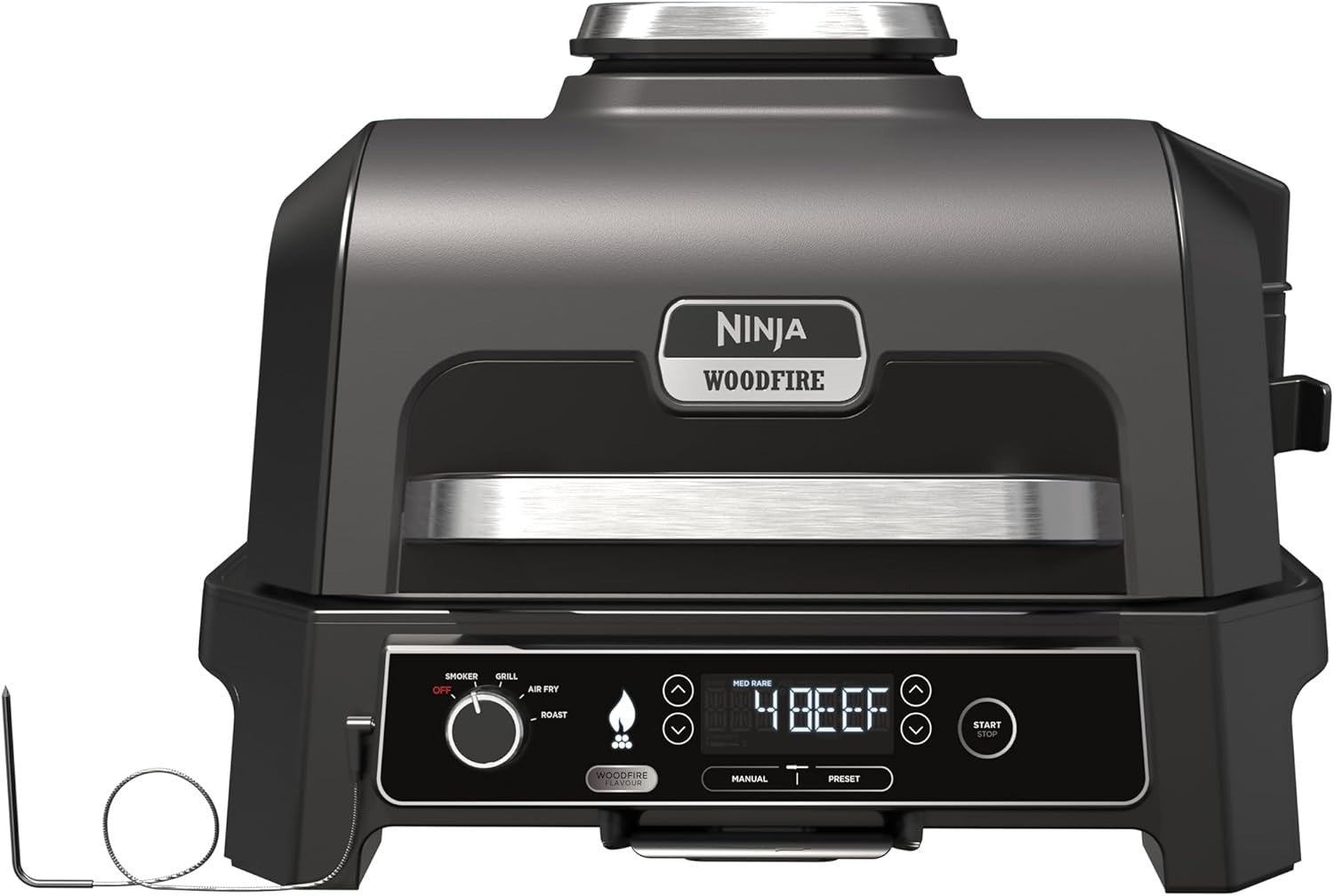 Electric BBQ Grill & Smoker 4-in-1 with Smart Temperature Probe – Large Portable