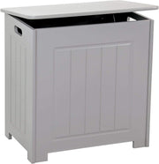 Wooden Laundry Cabinet Chest Basket Storage Hamper Bathroom Bin Grey