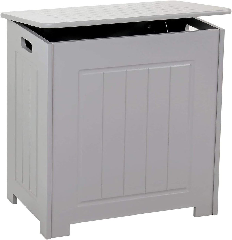 Wooden Laundry Cabinet Chest Basket Storage Hamper Bathroom Bin Grey