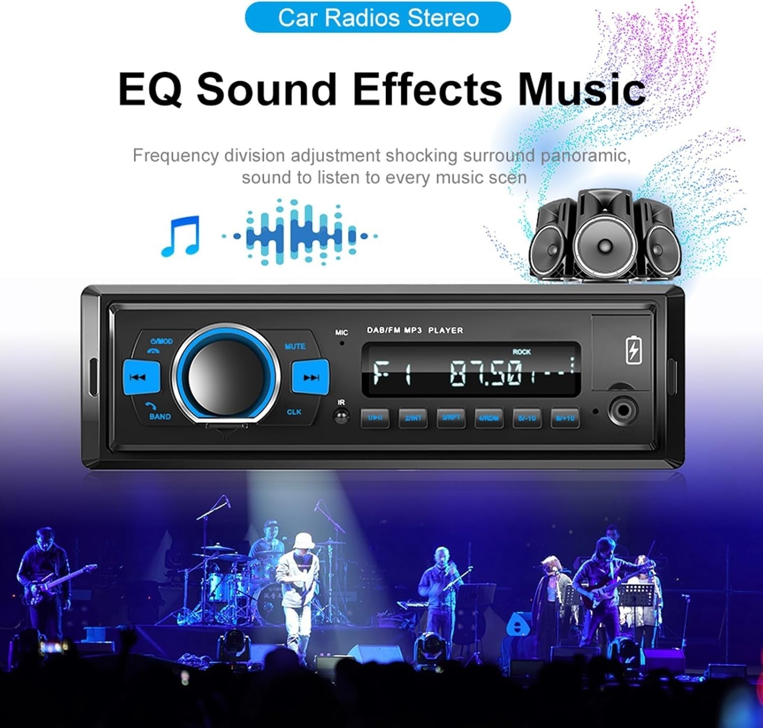 DAB/DAB+ Car Stereo 1 Din Bluetooth FM Radio USB AUX TF 25W