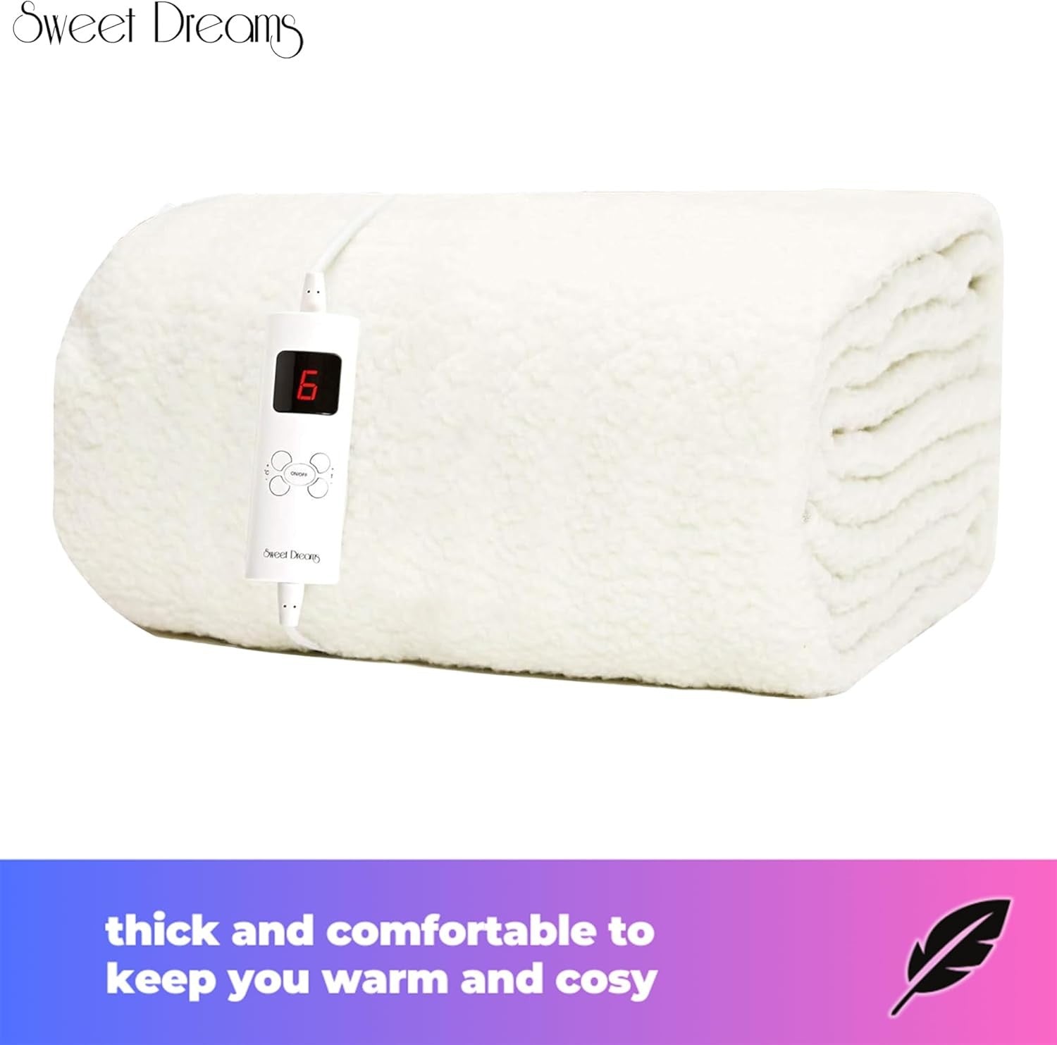 Single Electric Underblanket Luxury Fleece Fast Heat Digital Control Auto Off