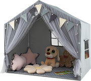 Large Kids Play Tent Castle Indoor w Star Lights Mat Windows Gift
