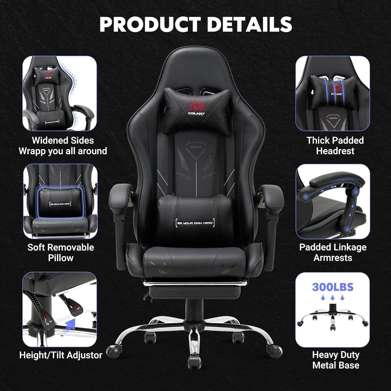 Gaming Chair High Back Footrest Swivel Recliner Office Computer Desk Seat