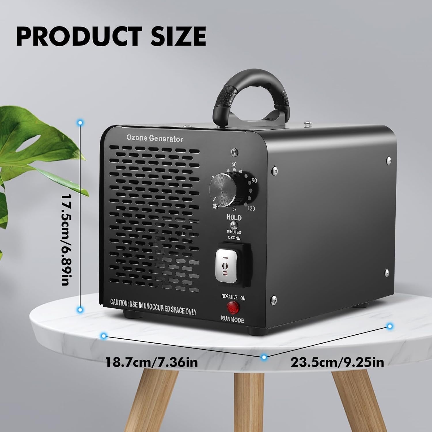 60000mg Ozone Generator Negative Ion Air Purifier 120min Timer