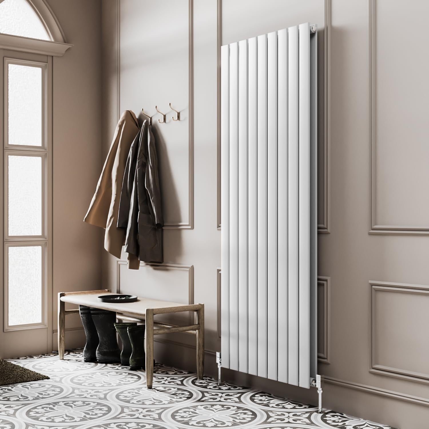 1200x612mm Vertical Double Panel Radiator White Wall Mounted Heating