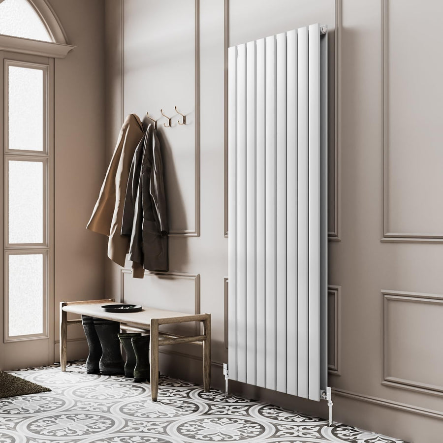 1200x612mm Vertical Double Panel Radiator White Wall Mounted Heating