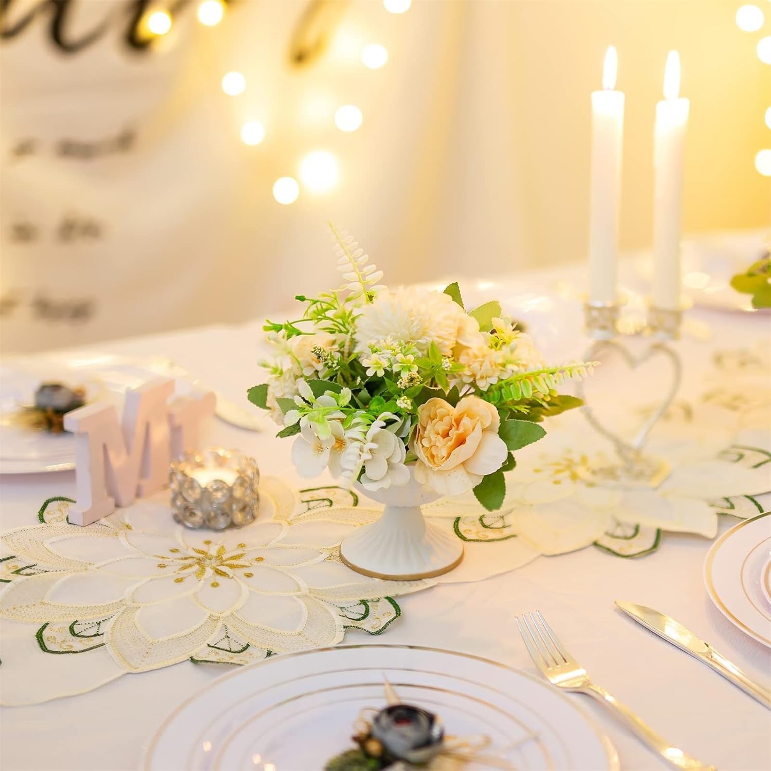 White Metal Flower Vase Set 10pcs Table Centrepiece Wedding Home Decor