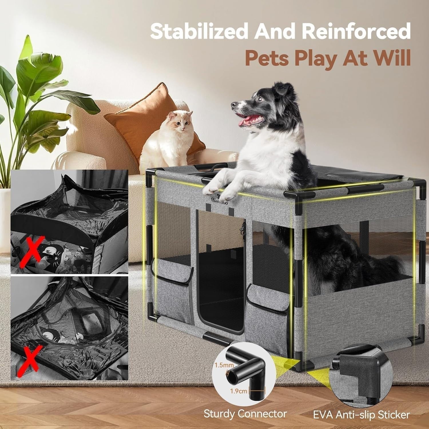 Large Breathable Dog & Cat Playpen Indoor Outdoor Soft Mesh Kennel 81x61x61cm