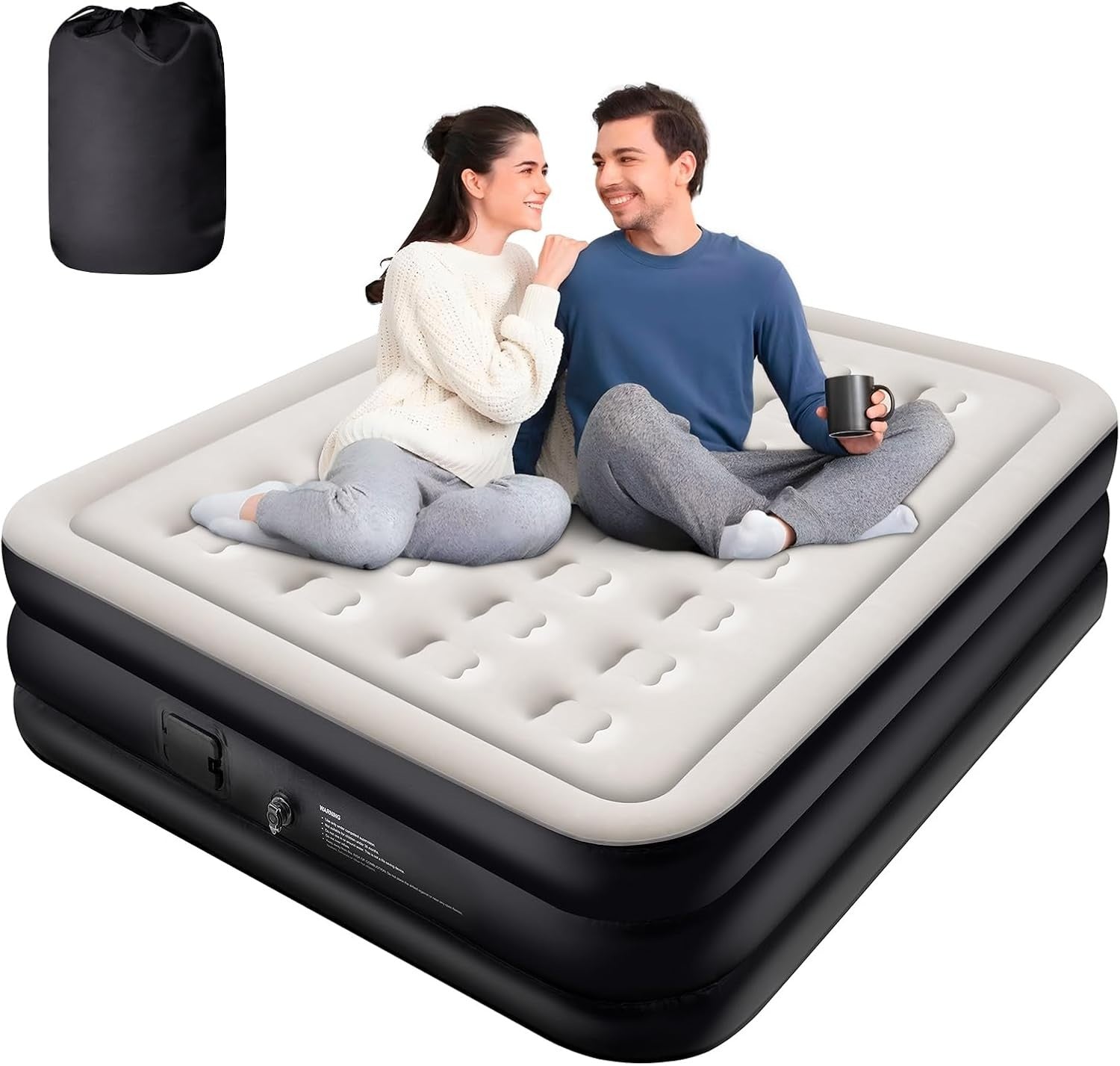 Double Inflatable Air Bed Built-In Rechargeable Pump Self Inflating Mattress