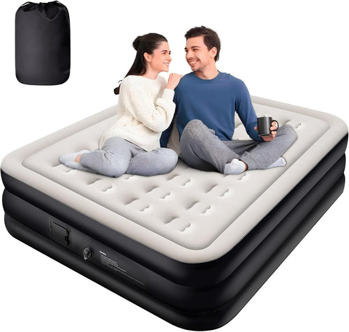 Double Inflatable Air Bed Built-In Rechargeable Pump Self Inflating Mattress