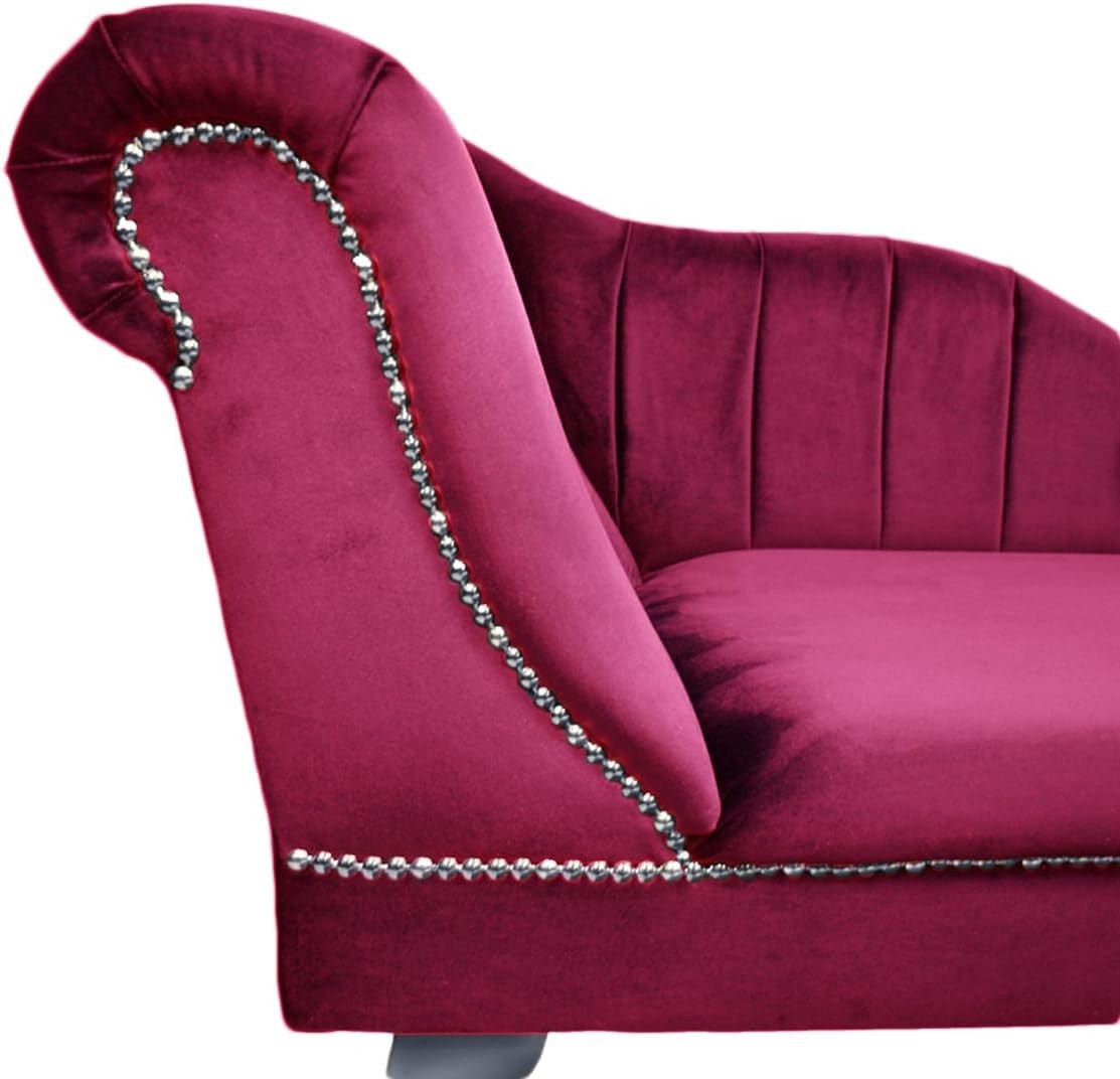Velvet Chaise Lounge Left Hand Tufted Accent Sofa Chair Boysenberry 133cm