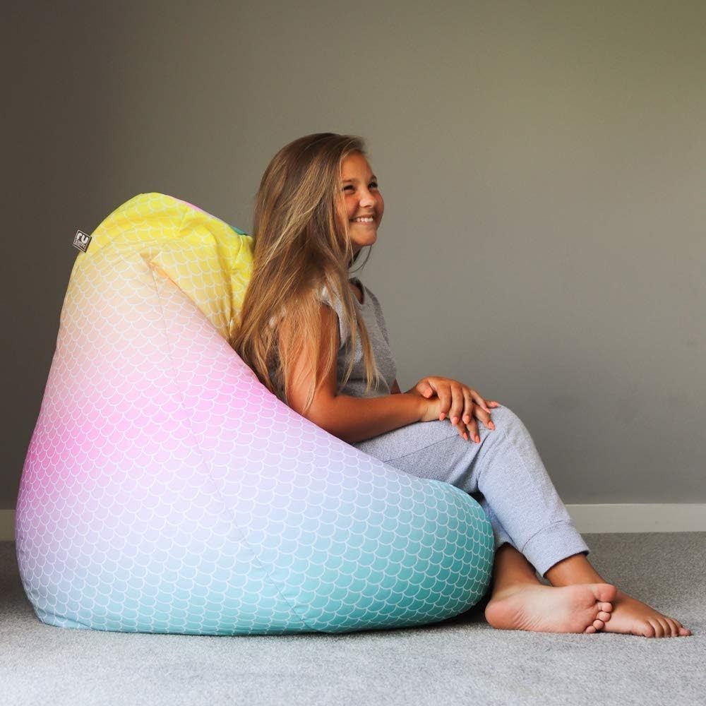 Mermaid Bean Bag Chair – XL Washable Kids Lounge Seat for Bedroom