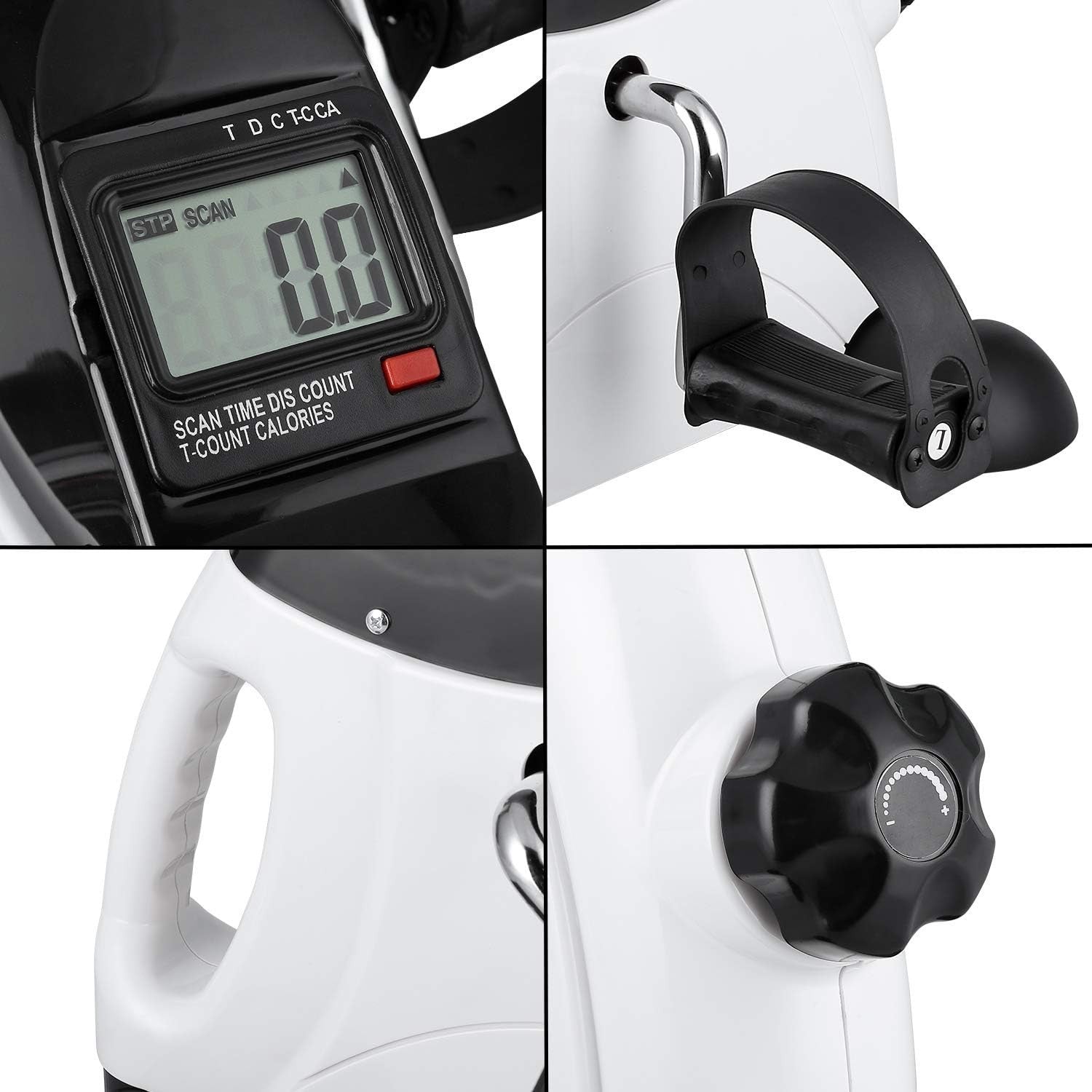 Mini Under Desk Pedal Exerciser LCD Adjustable Resistance Arm Leg Bike