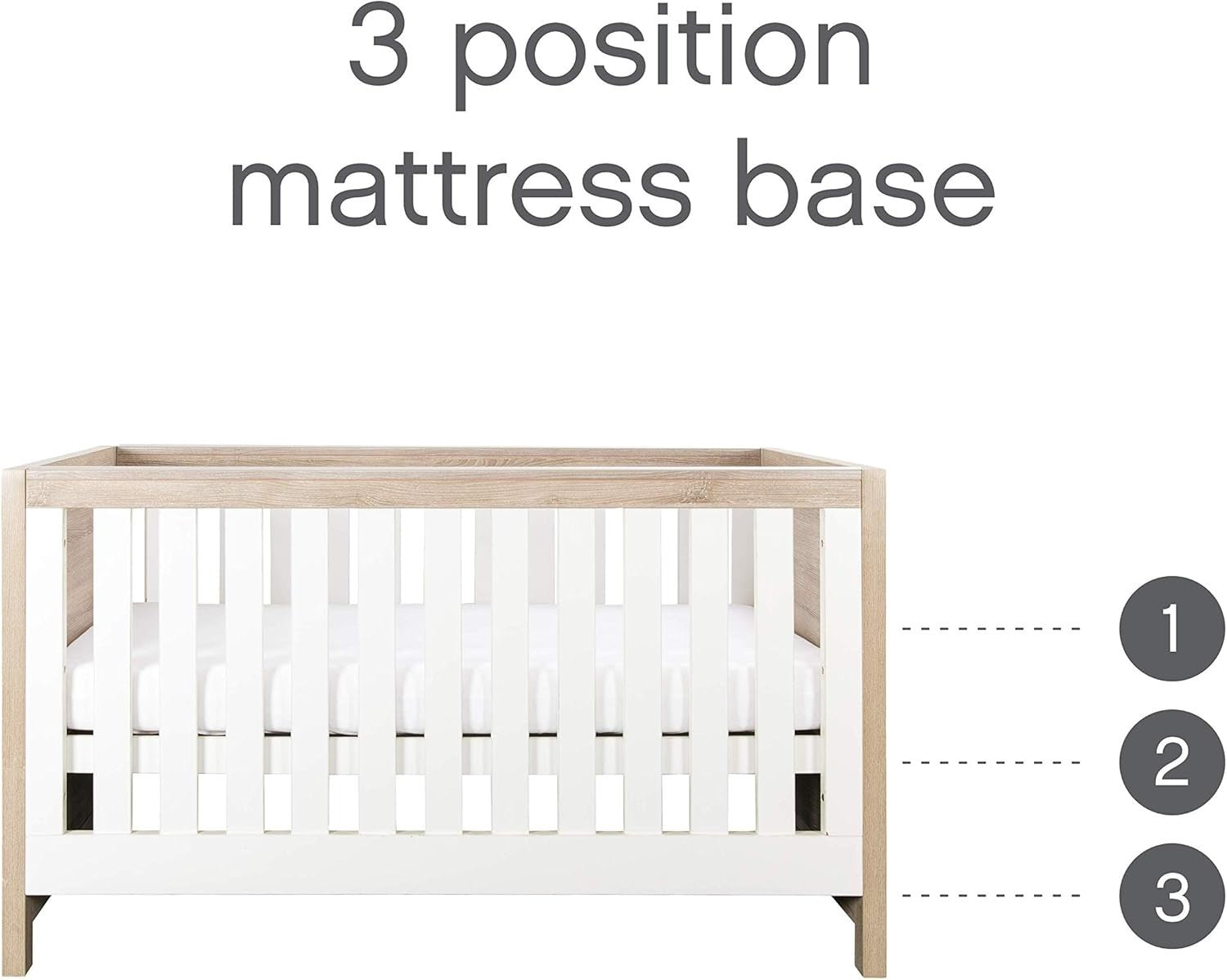 3pc Nursery Furniture Set Cot Bed Wardrobe Chest Drawers Solid Wood Oak White