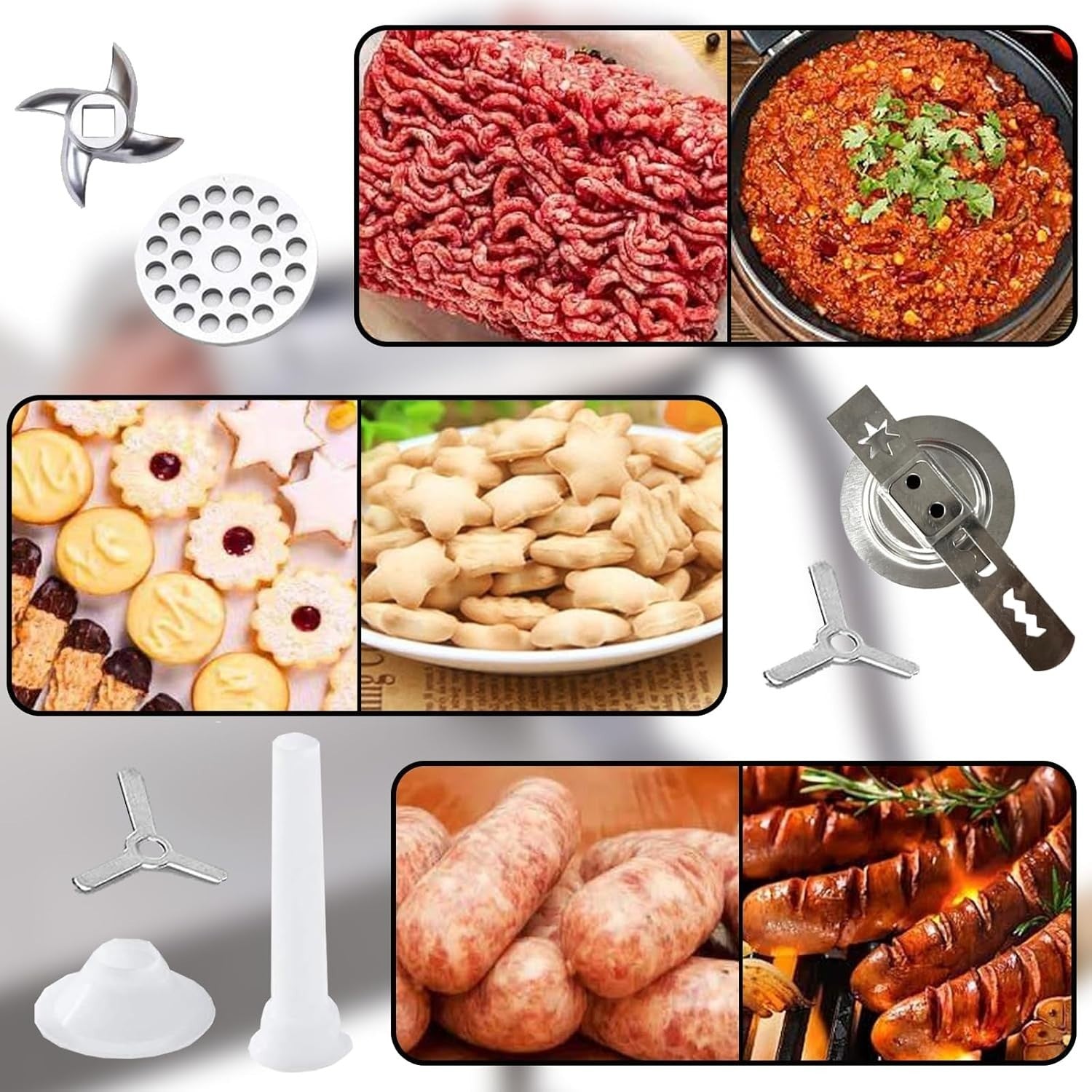 Stainless Steel Manual Meat Grinder Sausage Maker Clamp Mincer