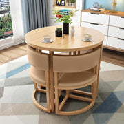 80cm Round Office Meeting Table Set with 4 Leather Chairs – Compact Workstation