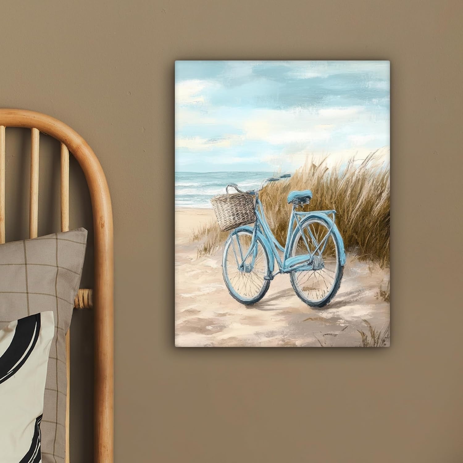 Beach Canvas Wall Art 30x40cm Framed Sea Bike Vintage Print