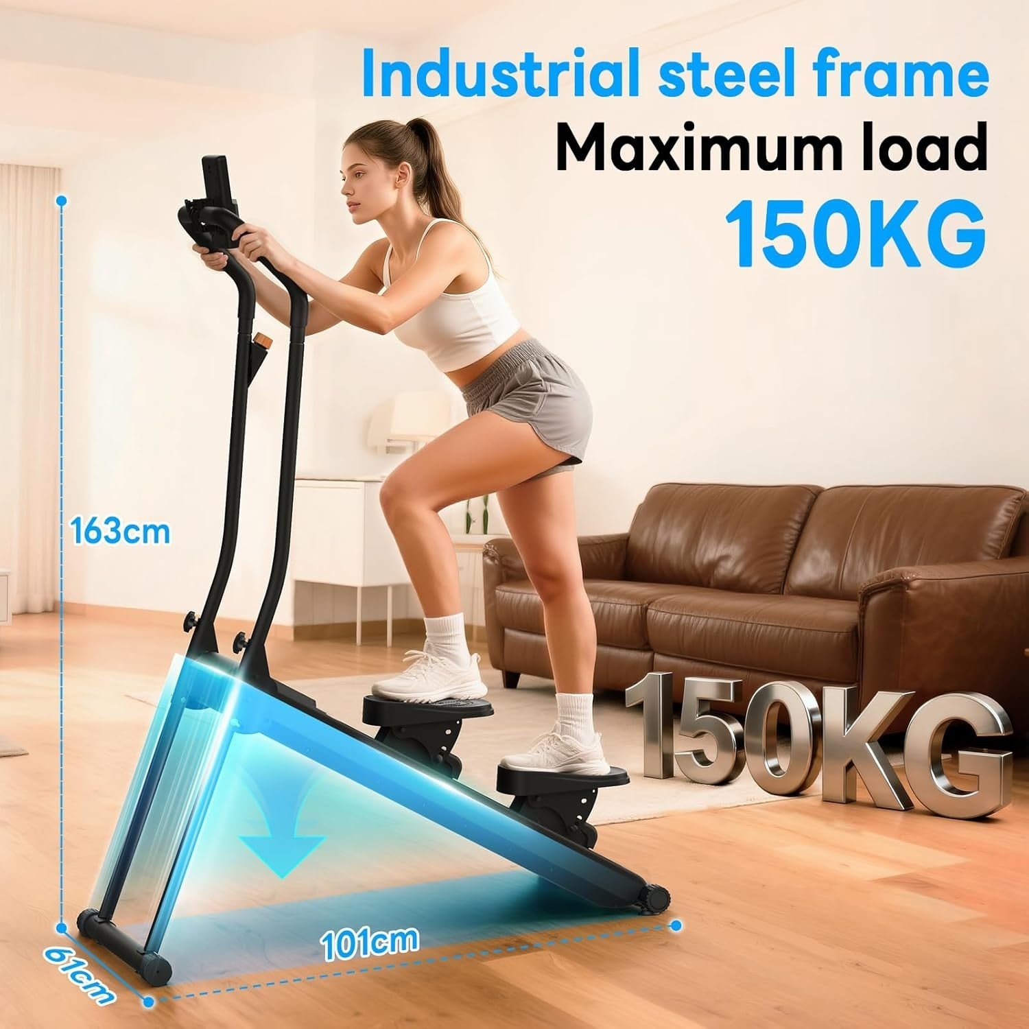 Foldable Magnetic Stair Climber w/ Adjustable Incline, Quiet Drive
