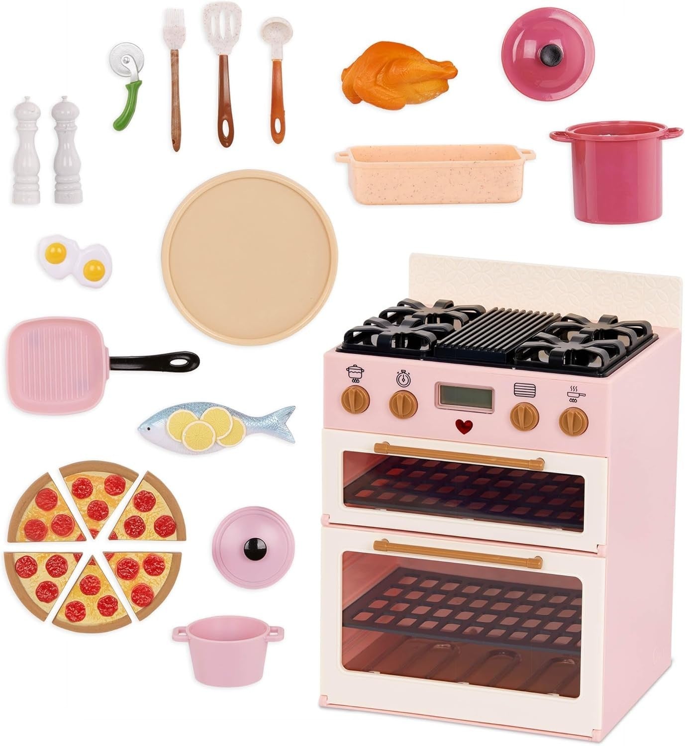18 Inch Doll Oven Playset w/ Lights Sounds Pretend Food Kitchen