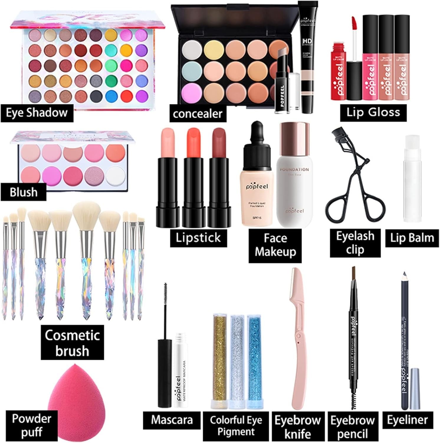 All In One Makeup Kit Full Set With Foundation Palette & Brushes