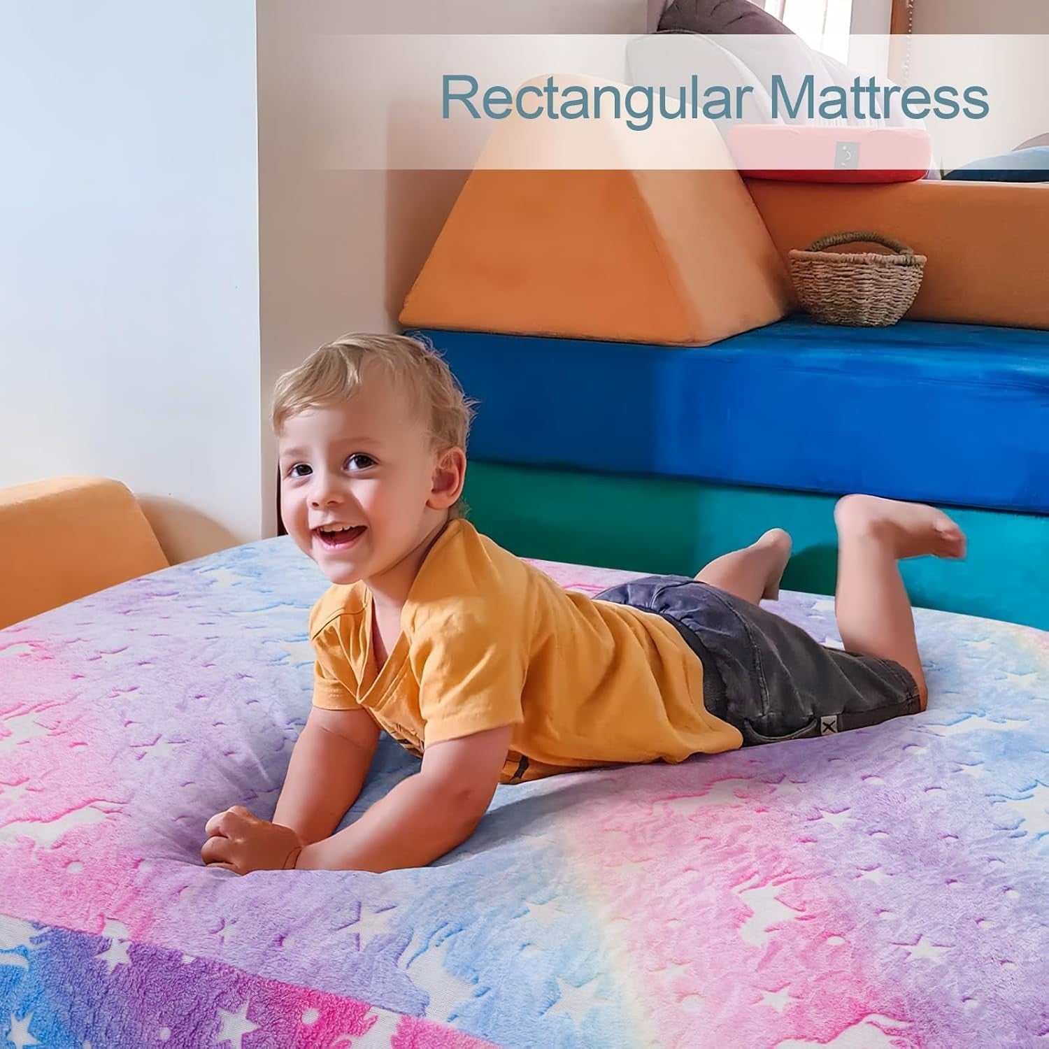 Kids Bean Bag Chair Bed 2-in-1 Rainbow Floor Sofa Soft Washable Foam