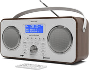 DAB DAB+ FM Digital Radio Bluetooth Portable Rechargeable Walnut Remote