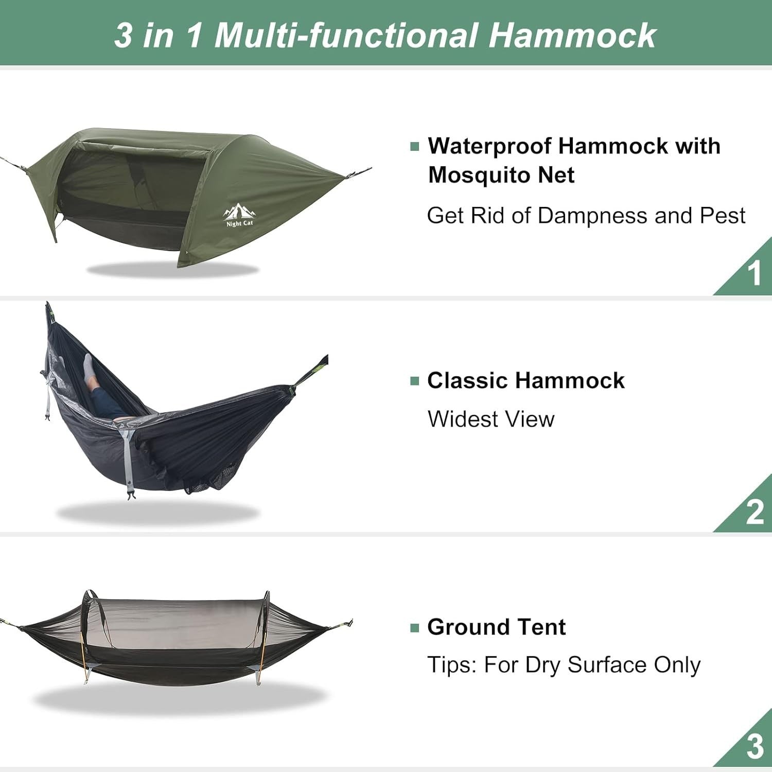 Outdoor Camping Hammock with Mosquito Net | 290x140cm | 300kg | Full Kit