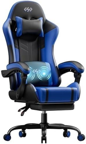 Massage Gaming Chair, Gaming Chair With Footrest Ergonomic Computer Chair for Ad