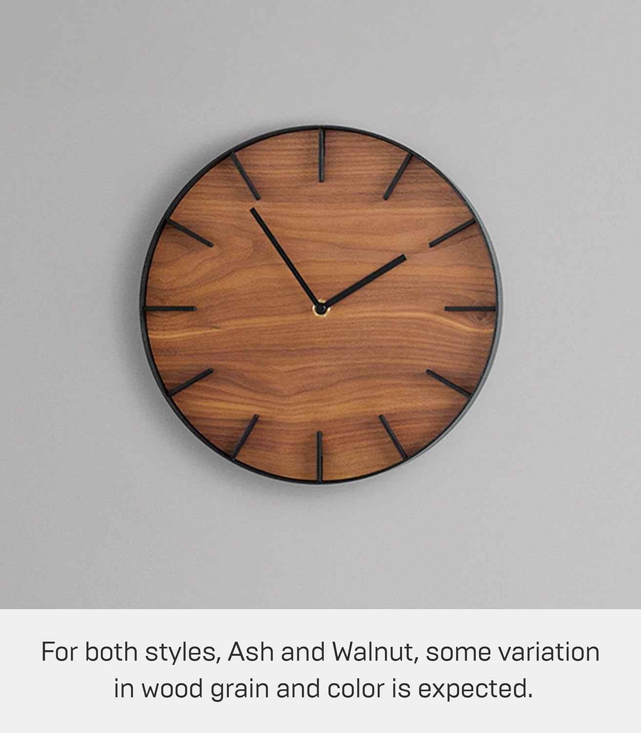 Modern Walnut Wood Wall Clock Silent Non-Ticking Large Display Decor