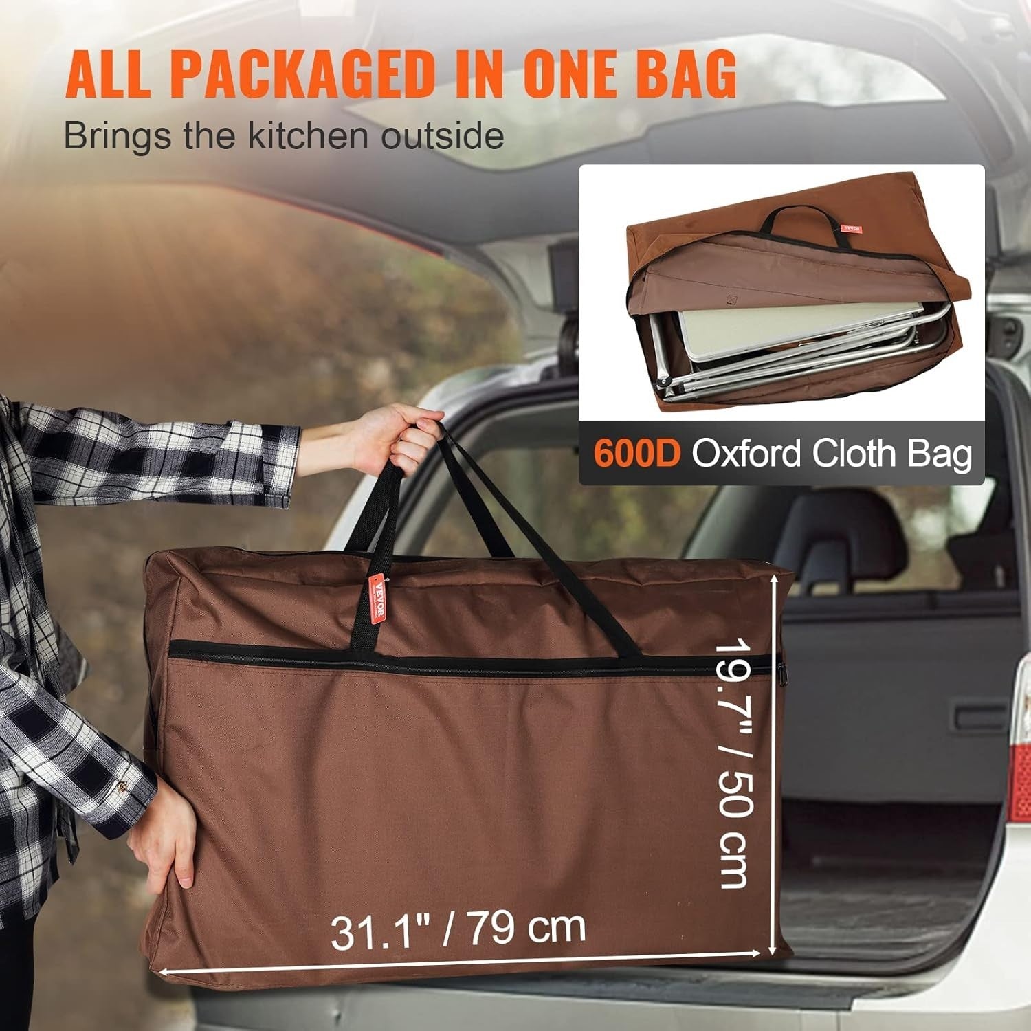 Folding Camping Kitchen Table Outdoor BBQ Cook Station Storage Bag