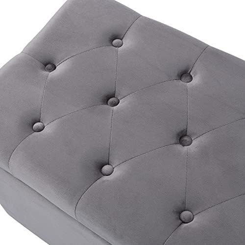 Large Velvet Storage Ottoman Bench with Cushion – Bedroom Hallway Footstool