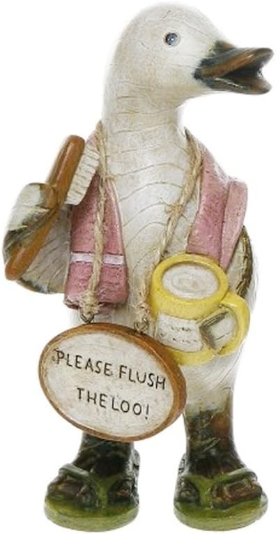 Bathroom Rules Duck Ornaments Set of 3 – Funny Shabby Chic Decor Figurines