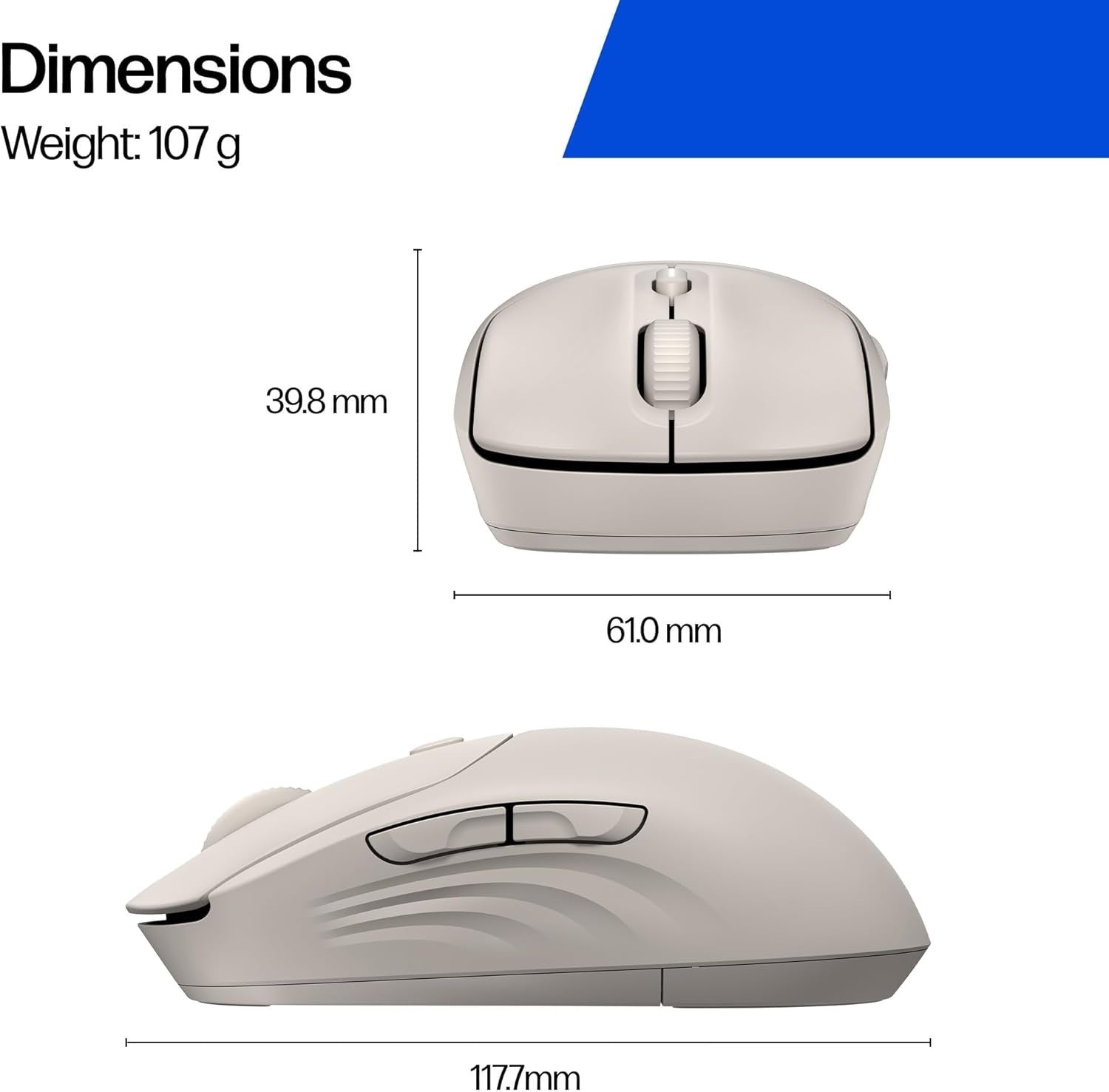 Quiet Wireless Mouse Dual Bluetooth 6000 DPI Soft Touch Slim Office Laptop